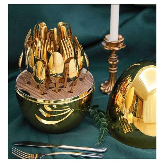 Juego de Cubiertos 24 Piezas con Base Huevo 🍴 | Envío Gratis + Pago Contra Entrega