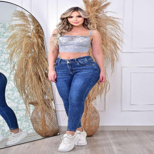 Jeans Stretch Pretina Ancha Azul – Tallas 6 a 14 - YopediFacil