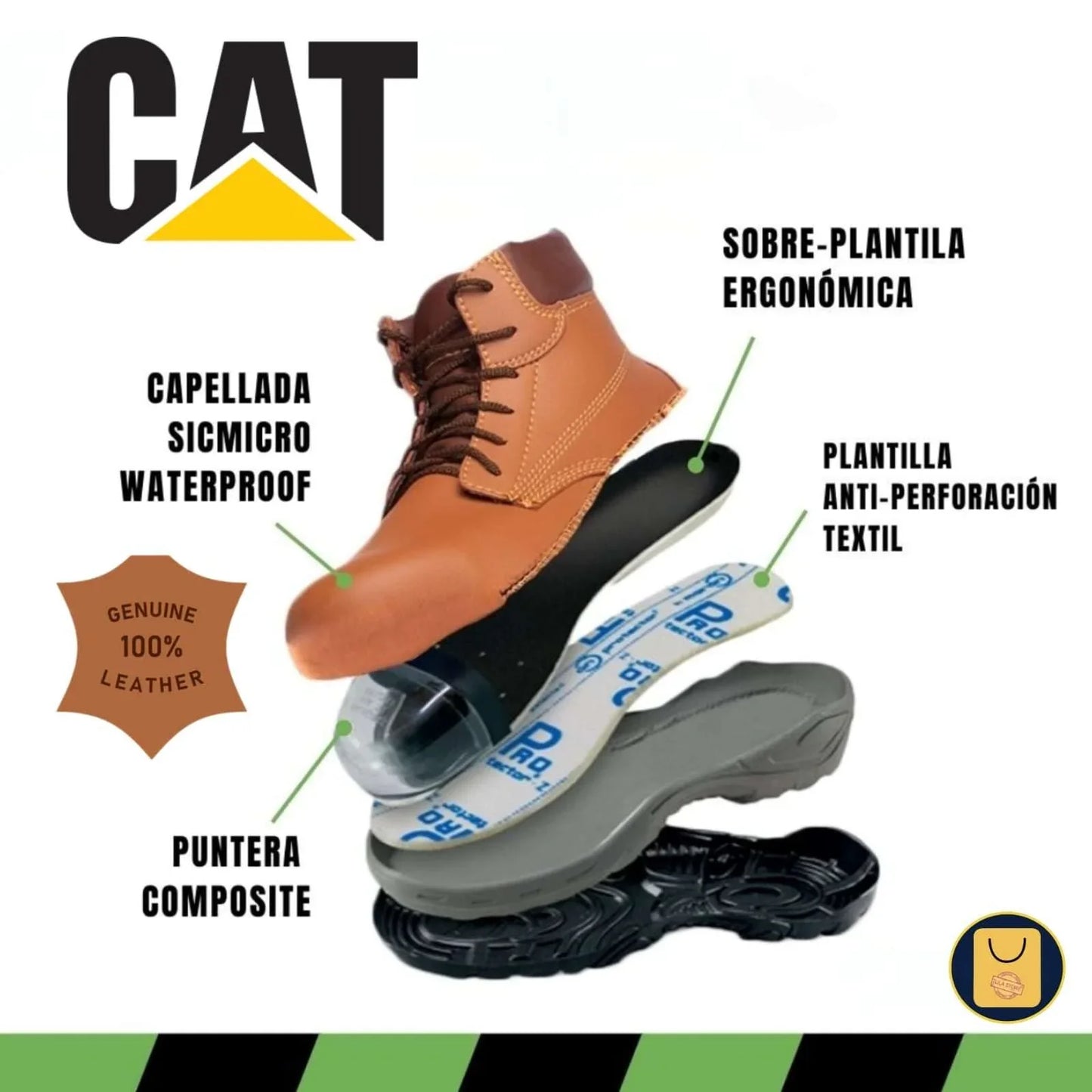 BOTA CAT SEGURIDAD ANTIPERFORACION - YopediFacil