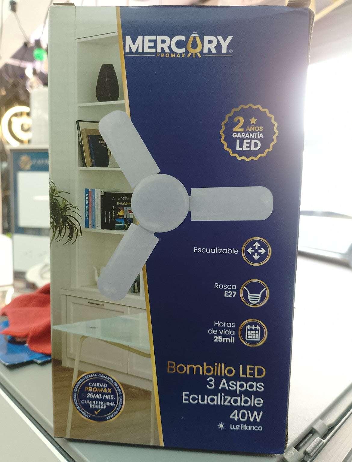 Bombillo LED 3 Aspas 💡 Súper Potente 40W – Luz Blanca