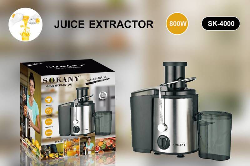 Extractor de Jugo Sokany 3 en 1 | Juguera, Licuadora y Molinillo Eléctrico 800W