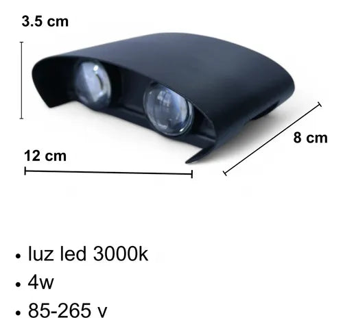 Aplique LED 4 Ojos Up & Down Luz Cálida | Decoración Moderna Interior y Exterior