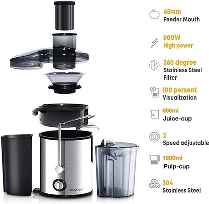 Extractor de Jugo Sokany 3 en 1 | Juguera, Licuadora y Molinillo Eléctrico 800W