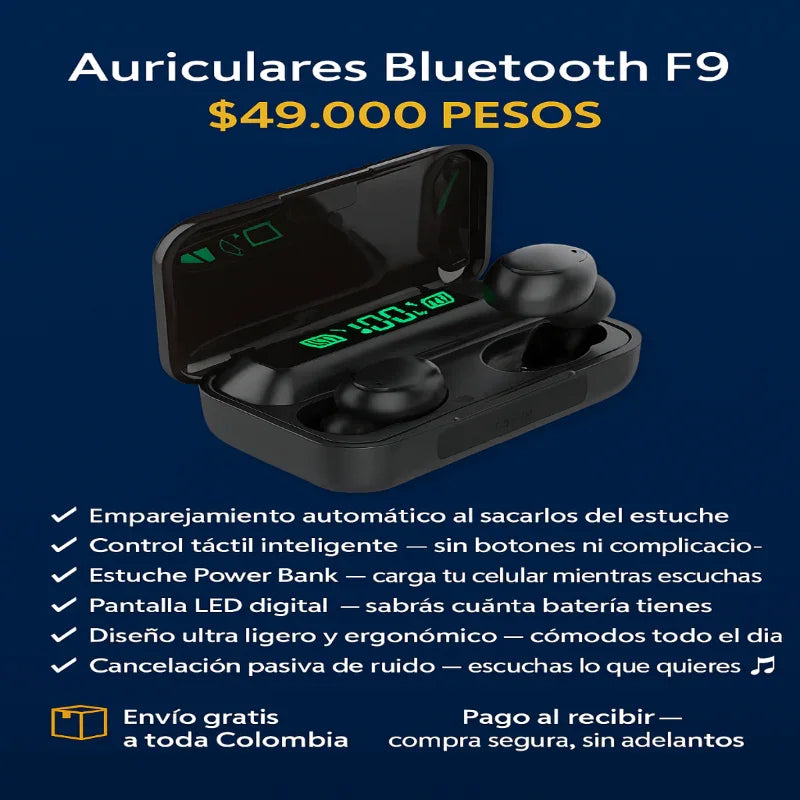 Auriculares Bluetooth F9 🎧 | Envío Gratis + Pago Contra Entrega - YopediFacil