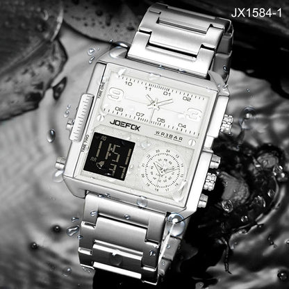 Reloj Joefox Triple Hora Acero Inoxidable Hombre | Elegante, Resistente y Multifuncional