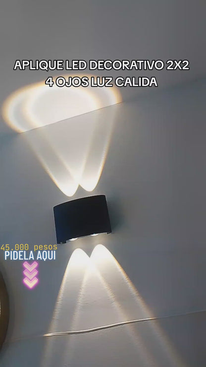 Aplique LED 4 Ojos Up & Down Luz Cálida | Decoración Moderna Interior y Exterior